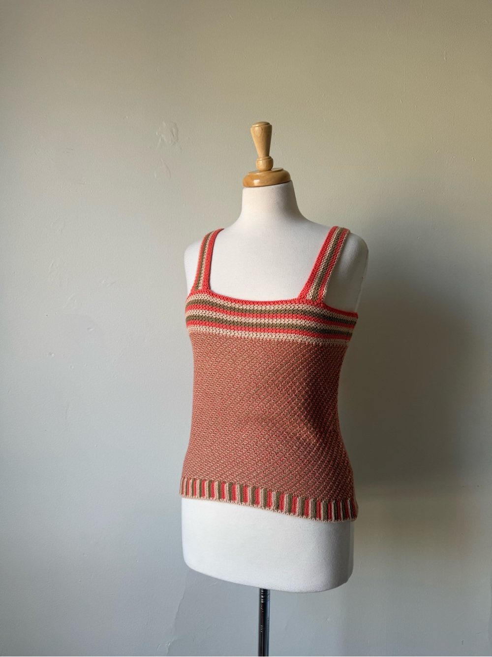 Heartloom Striped Knit Tank Top – Coral Multi | Size Large
